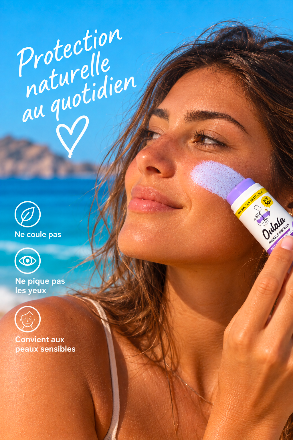 Oulala Mineral Sunscreen Zinc Stick SPF 50+ — natural, reef-safe zinc oxide sun protection handcrafted in Tamraght, Morocco
